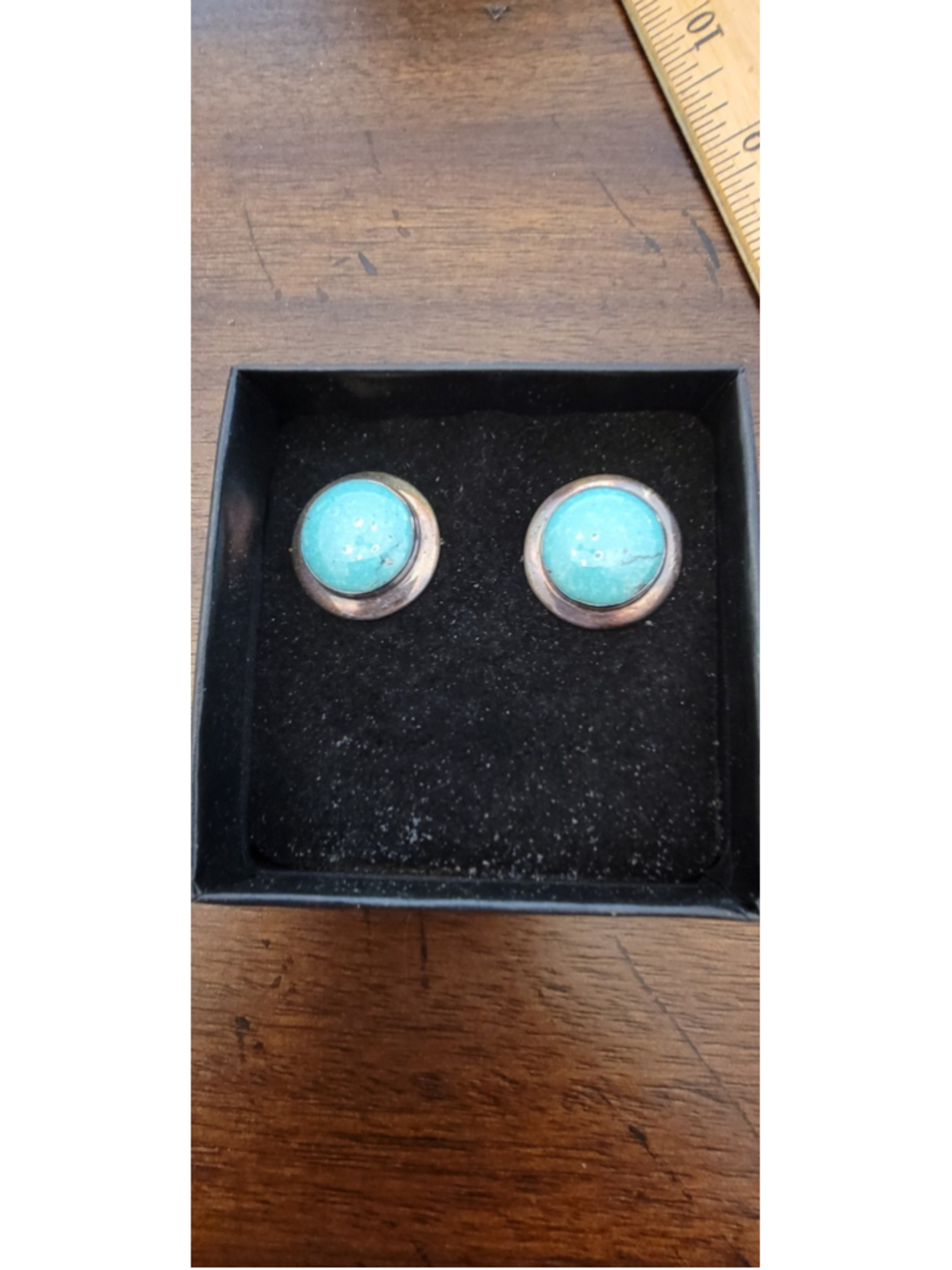 DTR Jay King Sterling Silver Earrings Turquoise Button Stud Style
